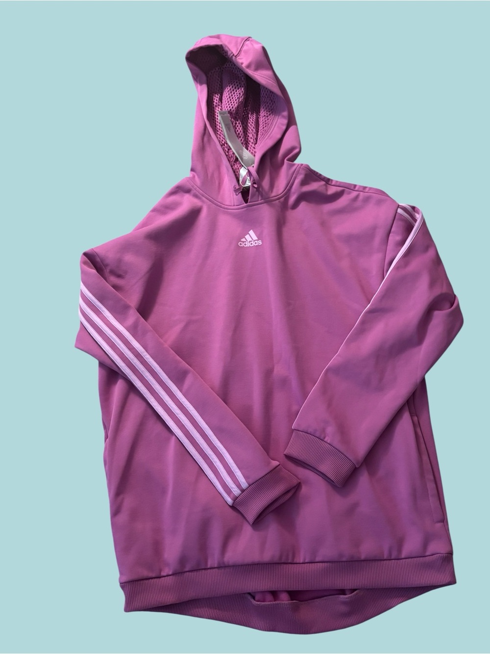 adidas Pink Hooded Pullover with Subtle Three-Stripe Detail